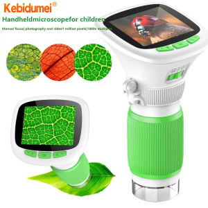 kebidumei Childrens Handheld Digital Camera Microscope 2-in-1 Explorer Magnifier  Microscope with Rotating Focus and 2.4-inch High-definition Screen for Outdoor 1000x Science Microscope