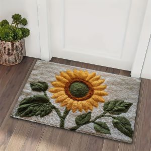 Thảm Chùi Chân Nâng Tầm Không Gian VIKAMA Sunflower Grey Thảm Nhà Bếp Thảm Phòng Tắm Thảm Phòng Ngủ Phòng Khách - Thảm Polyester Chống Thấm Nước Giặt Máy Được