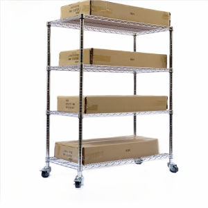 Mobile Chrome Plated Stainless Steel Anti-Static Shelf with Wheels Multi-Functional Storage Rack Office Furniture Warehouse Rack