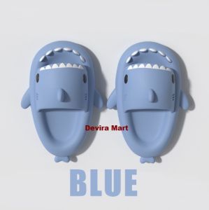 Sandal Hiu Kartun Anak Laki Laki Shark Sendal Rumah Wanita Eva Ringan Pasangan Cartoon Lucu Empuk