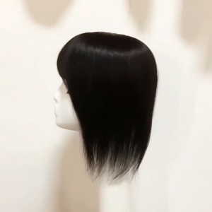 ฝาครอบผมปลอมด้านบนสีดำและผมสีน้ำตาลเข้มเส้นผมมนุษย์ชิ้นผมสีขาววิกระบายอากาศได้ดีน้ำหนักเบาเพิ่มวอลลุ่มผมสำหรับผู้หญิง