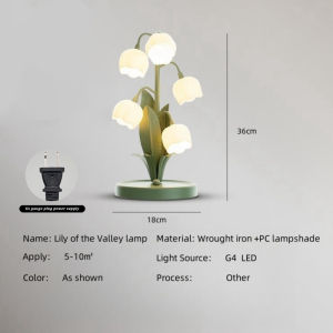 US Plug  Vintage floral table lamp  5 lily nightstand lamp in 3 color patterns with G4 Led bulbs for bedrooms living rooms