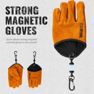 CLS Outdoor Heat Insulation Anti-scaldBBQGloves Top Layer Cowhide Camping Fire Starting BBQ Non-Slip Fishing Protective Gloves