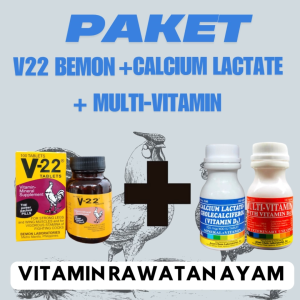 PAKET V22 BEMON + MULTIVITAMIN OREN + CALSIUM BIRU - vitamin rawatan ayam