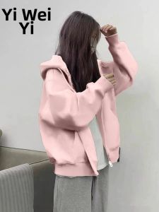 YIWEIYI | Autumn Winter Hooded Thin Jacket Long Sleeve