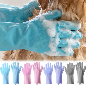 Large Pet Grooming Gloves / Dog Cat Bathing Cleaning Glove / Soft Silicone Hair Removal Gloves / Anti-scratch Anti-bite Shampoo Scrubber