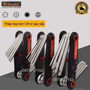 Bộ lục giác gập hoa thị gấp tô vít gập 8 chi tiết Asaki thép cao cấp CR-6150 cứng cáp chịu lực độ chính xác cao bộ dụng cụ đa năng chuyên nghiệp bộ chìa lục giác bộ lục giác hoa thị có lỗ bộ tô vít đa năng 8 trong 1