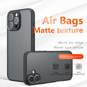 เคสสำหรับ iPhone 16 Pro Max iPhone 16 Plus สีดำด้านฝาหลังแบบใสป้องกันลายนิ้วมือสี่มุมป้องกันการตกป้องกันการชนกัน