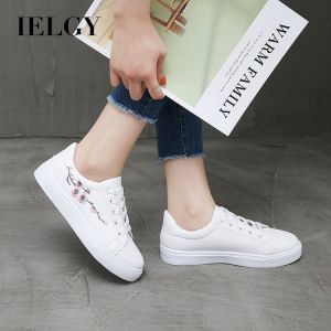 IELGY casual shoes womens new leather Korean version peach blossom INS small white shoes low top