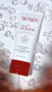 Wawa Perfect Brightening Sunscreen SPF50+ 30ml Hybrid Chemical Mineral Filters Vitamin C Ascorbic Acid Tocopheryl Acetate Saccharide Isomerate Non Greasy No White Cast Makeup Primer