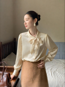 XXNING | Áo Blouse Elegance Trang Trí Viền Sash