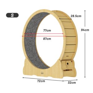 Teeker Pet Cat Exercise Wheel for Indoor Cats Wooden Cat Running Treadmill Wheel with Carpeted Runway for Kitty’s Longer Life Natural Wood Color