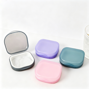 Mini Travel Retainer Case with Mirror Waterproof Matte Orthodontic Aligner Box for Invisalign Mouth Guard False Teeth Storage
