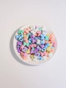 50pcs Big Hole Bows Acrylic Beads Cream Color Loose Beads For Jewelry Making DIY Girls Hair Tie Necklace Bracelet Accessories