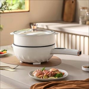 5.5L Large Capacity Electric Frying Pan 1500W Electric Pot With Steamer 8 Gear Adjustable Multifunctional Electric Cooker Non-Stick Pan Hot Pot Smart Touch