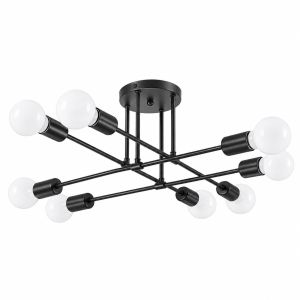 JOYINLED 8-Light Modern Sputnik Chandelier Industrial Semi Flush Mount Ceiling Light Fixture for Dining Room Living Room Bedroom