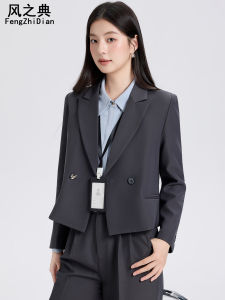 Gray Suit Set Womens Formal Wear for Interviews Commuting Autumn Fashion Small Stature Complete Outfit University Students