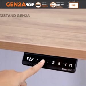 (Pre-Order) Ergotrend โต๊ะปรับระดับไฟฟ้าเพื่อสุขภาพ รุ่น Sit2Stand Gen2A ไม้จริง สีไม้สัก Woodden (Dual motor)