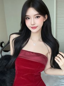 GUZILIAN | Velvet Off-shoulder Fitted Slimming Niche Dress