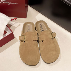 Wengcafors Womens Thick Bottom Heel Increase Clog Summer Slippers Soft Wood Half Slip on Shoes Korean Style Flat Heel