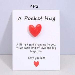 4 Pack Small Cute Pocket Hug Cards Heart Shape Encouragement Greeting Cards Mini Love Cards for Birthday Valentine