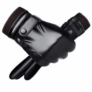 WRELS | 1/2/3Pairs Winter Leather Gloves Warm Cold Resistant Cycling Full Finger Gloves Touch Screen Motorcycle Windproof Riding Gloves