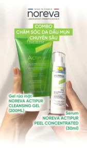 COMBO 2 món dành cho da dầu mụn: Làm sạch sâu & giảm mụn với Gel rửa mặt Noreva Actipur Dermo Cleansing 150ml & Serum Noreva Actipur Peel 30ml