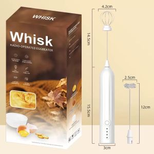Wireless Electric Milk Frother Handheld Small Coffee Whisker Milk Foam Maker Portable Espresso Machine by MiKa for Home Use