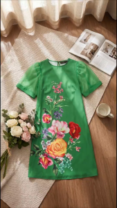 Women Vintage Fashion Solid Color Short Sleeve No Pockets Dresses 2804