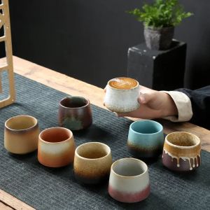 Retro coffee cup master cup kung fu tea cup tea single cup Japanese coarse pottery tea cup kiln-changed glaze cup