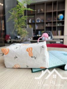 Embroidered Tissue Box Outdoor Hanging Rope Office Storage Organizer Long Rectangle Fabric Tissue Holder Desktop Style