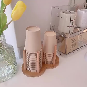 Cup Holder Disposable Paper Cup Wooden Material Holder Desktop Storage Creative Cup Dispenser Organizer Rak 纸杯架