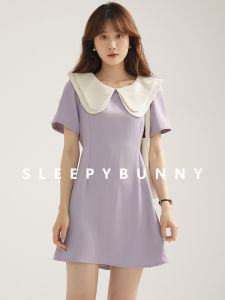 Short Sleeve Mini Dress for Petite Women French Style Summer Office A-Line