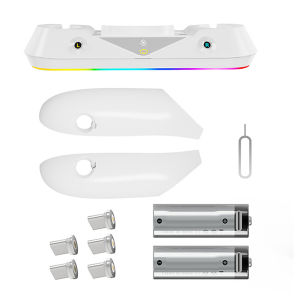 เครื่องชาร์จหูฟัง VR แท่นชาร์จ VR หลอดไฟพลังงานแสงอาทิตย์โหมดแสง RGB แบตเตอรี่2*1800MAh สำหรับ Meta Quest 3