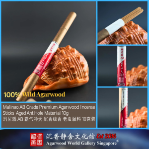 Malinao AB Grade Premium Agarwood Incense Sticks Aged Ant Hole Material 10g