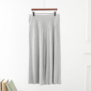 เอวสูง Modal เจ็ดครึ่งกางเกงขากว้างผู้หญิงฤดูร้อนสบายๆเต้นรํากางเกงถักผ้า Capri ความยาว