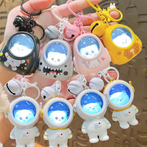 Cute Bear Star Astronaut Luminous Keychain Couples Creative Night Light Key Chains Backpack Pendant Glowing Key Rings