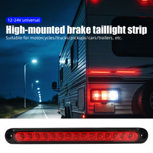 KEVANLY | 1X Universal Car LED Taillight Red Flashing Light Bar Strip Yellow Flowing Water for Trailer Truck Lorry Pickup Brake Turn Light