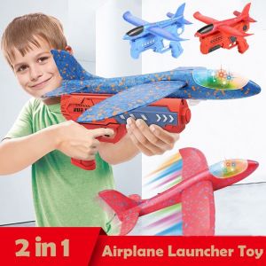 LED Outdoor Airplane Catapul Toy Airplane Launcher Toy Foam Glider Launcher Gun Cool Catapult