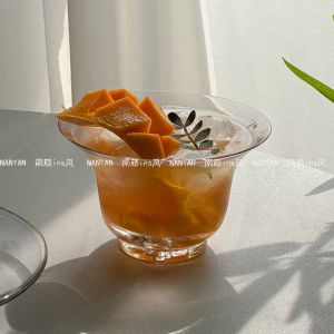 น้ำหนักเบา แก้วกาแฟแก้วบาง ทรงกลม สไตล์จีน สำหรับชาเย็น น้ำแข็งภูเขา แก้วเครื่องดื่มผสมพิเศษ ทรงกลม โปร่งแสง แก้ว