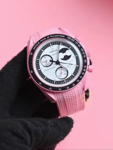 WANSHILI | Swatch Omega Collaboration Pink Moonswatch 1965 Watch Band