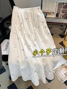 Váy Midi Xếp Ly Ren Hoa Ngọt Ngào Cho Nữ Mùa Hè Mỏng A-line Dài Vừa Phải Xếp Ly Lớn Váy Cotton Polyester