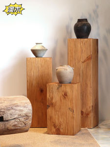 Sofa Side Table Hotel Ornaments Square Solid Wood a Block of Wood Or Stone Tree Pile Display Stand Wooden Pile Base Flower Stand Bed & Breakfast Tea Table