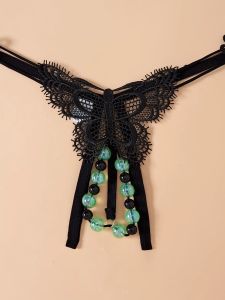 Ladies Low Waist Pearl Embroidery Shiny Night Vision Underwear Body Fit G-string Massaging Panties Nylon Material No Brand