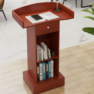 Podium with drawer storage wooden lectern conference host podium school teachers podium reception and customer service desk