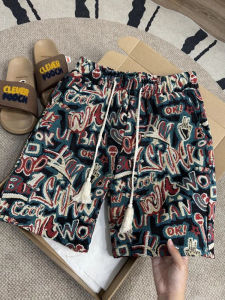 Quần Short Dệt Kim Phong Cách Hawaii Cho Nam Mùa Hè Vintage Quần Thể Thao Mỹ Cạp Vừa Dài Năm Điểm Quần Dài Thẳng