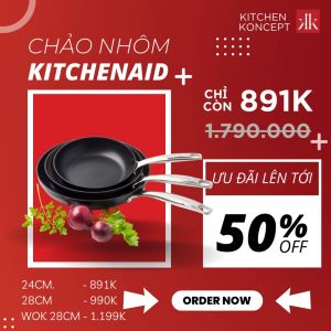 KitchenAid - Chảo Wok Inox Chống Dính Classic - 28cm