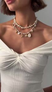 Ingemark | Ingemark 2Pcs/Set Trendy Starfish Conch Pendant Necklace for Women Retro Imitation Pearl Choker Summer Beach Neck Jewelry Gifts