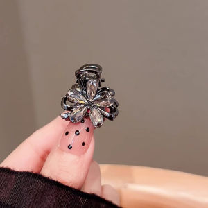 Kẹp tóc càng cua hoa pha lê đen tinh tế cao mặt cuối kẹp tóc ngắn công chúa dễ thương đầu Clip thời trang nữ Phụ kiện tóc