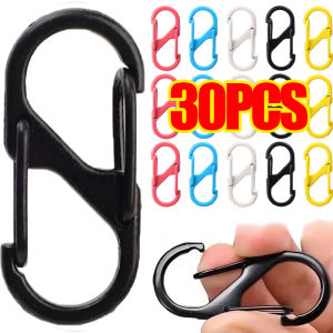 30Pcs Colorful S Type Zinc Alloy Carabiner Double Hooks Carabiner Keychain Small Spring Clips Anti-Theft Outdoor Camping Backpack Buckle